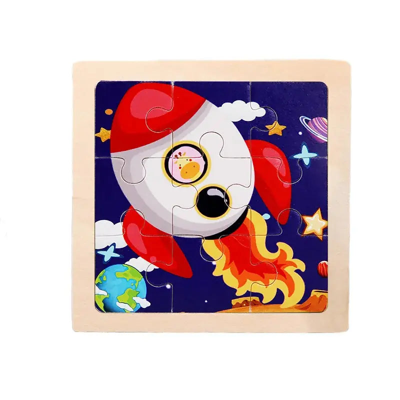 Child Animal Wooden Puzzle Montessori Cognitive Game Cartoon Traffic Tangram Educational Development Toy Baby Gift 2 3 years old Pinochio