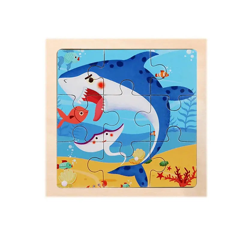 Child Animal Wooden Puzzle Montessori Cognitive Game Cartoon Traffic Tangram Educational Development Toy Baby Gift 2 3 years old Pinochio