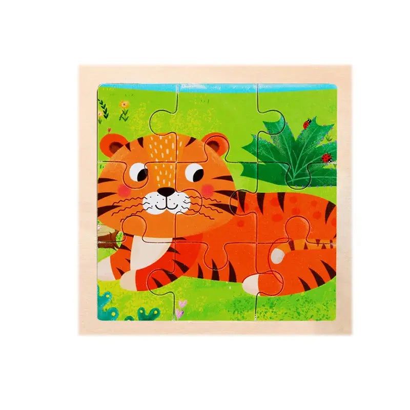 Child Animal Wooden Puzzle Montessori Cognitive Game Cartoon Traffic Tangram Educational Development Toy Baby Gift 2 3 years old Pinochio