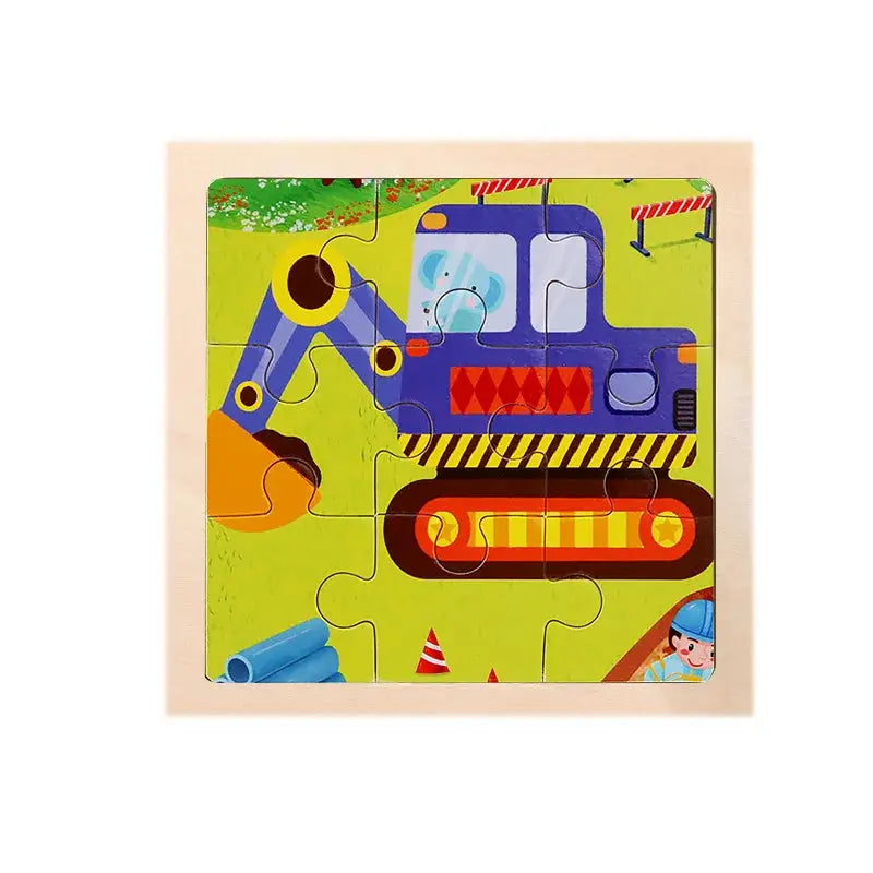 Child Animal Wooden Puzzle Montessori Cognitive Game Cartoon Traffic Tangram Educational Development Toy Baby Gift 2 3 years old Pinochio