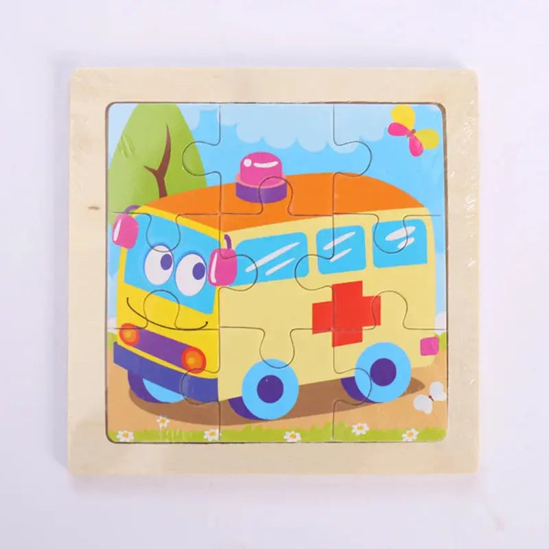 Child Animal Wooden Puzzle Montessori Cognitive Game Cartoon Traffic Tangram Educational Development Toy Baby Gift 2 3 years old Pinochio