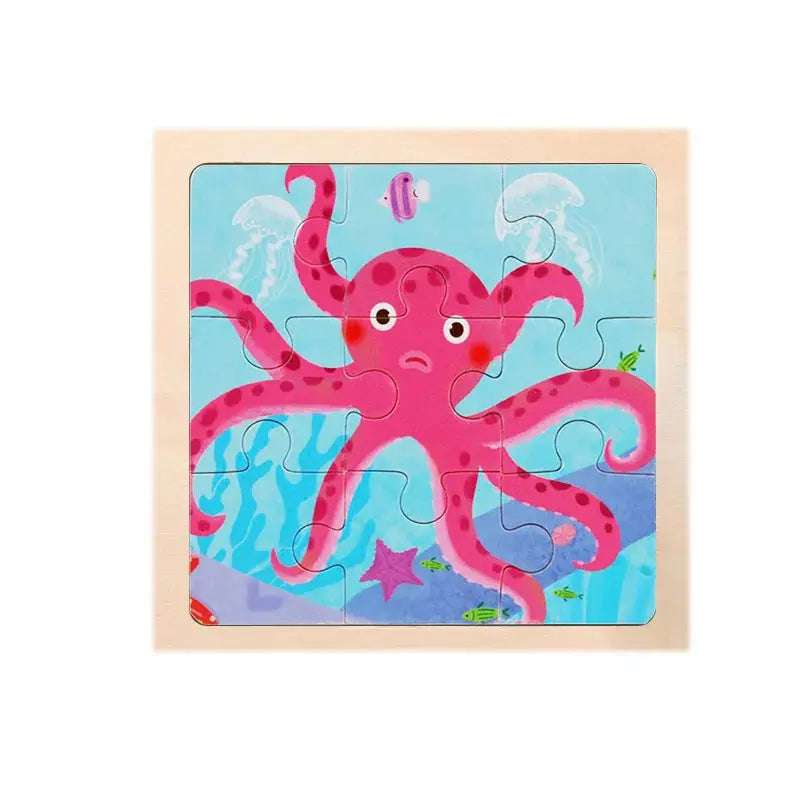 Child Animal Wooden Puzzle Montessori Cognitive Game Cartoon Traffic Tangram Educational Development Toy Baby Gift 2 3 years old Pinochio