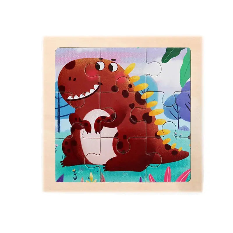 Child Animal Wooden Puzzle Montessori Cognitive Game Cartoon Traffic Tangram Educational Development Toy Baby Gift 2 3 years old Pinochio