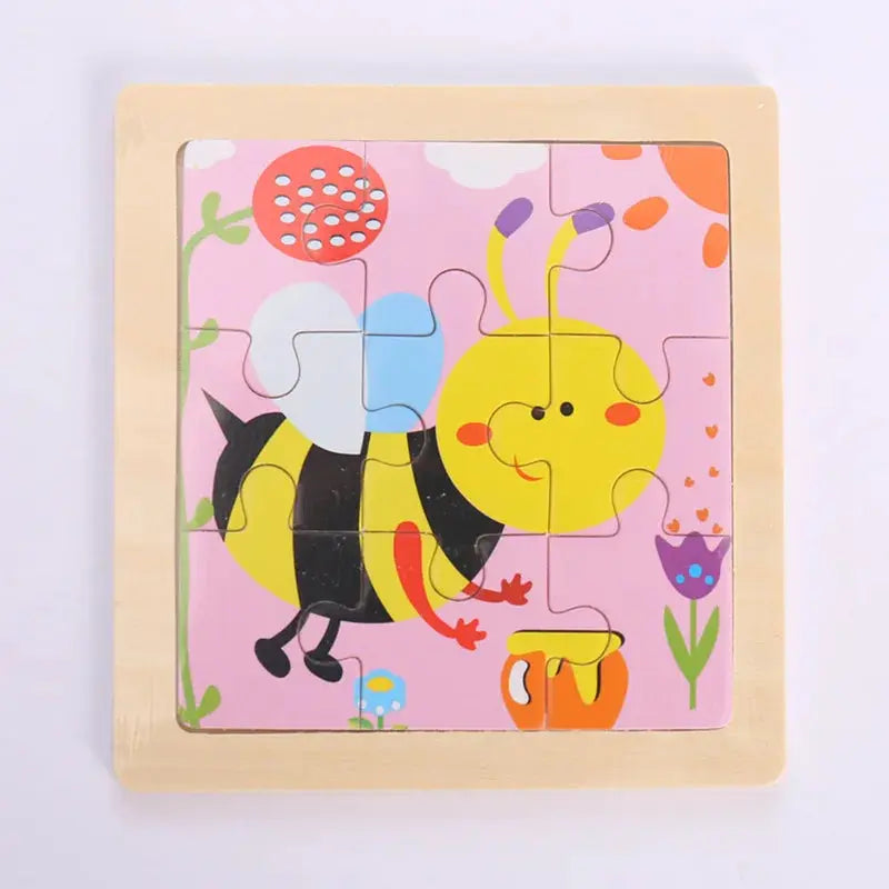 Child Animal Wooden Puzzle Montessori Cognitive Game Cartoon Traffic Tangram Educational Development Toy Baby Gift 2 3 years old Pinochio