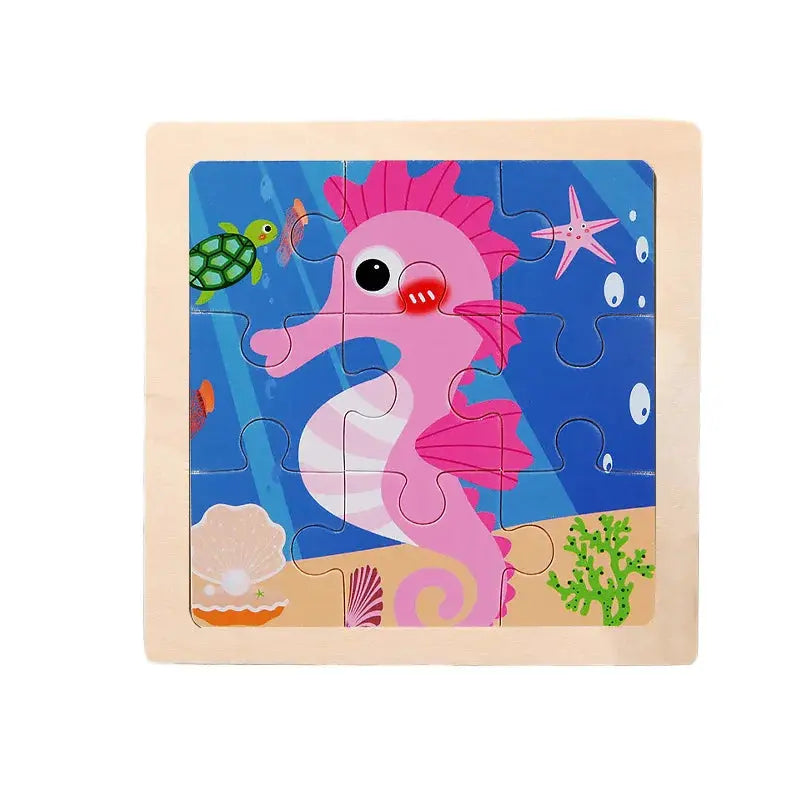 Child Animal Wooden Puzzle Montessori Cognitive Game Cartoon Traffic Tangram Educational Development Toy Baby Gift 2 3 years old Pinochio