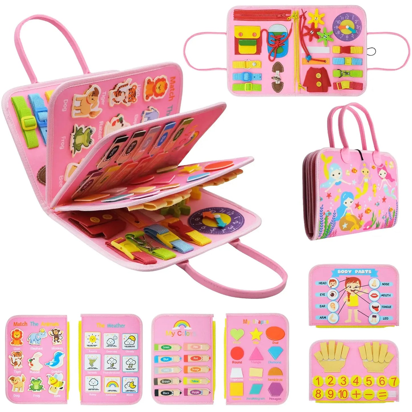 Montessori Toddler Busy Board,Autism Sensory Toys,Educational Activity Motor Skills Baby, Life Skills Learning Toys for Kids Pinochio