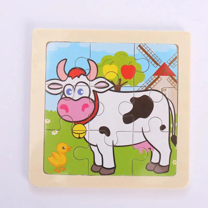 Child Animal Wooden Puzzle Montessori Cognitive Game Cartoon Traffic Tangram Educational Development Toy Baby Gift 2 3 years old Pinochio