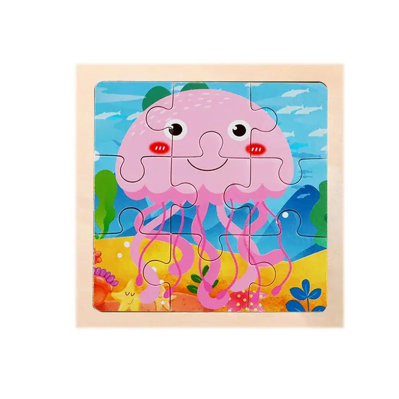 Child Animal Wooden Puzzle Montessori Cognitive Game Cartoon Traffic Tangram Educational Development Toy Baby Gift 2 3 years old Pinochio