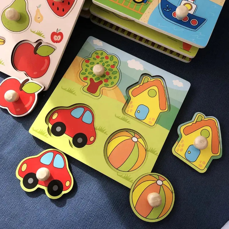Kids Montessori 3D Wooden Puzzle Hands Grab Child Puzzle Educational Learning Toys Baby Games Puzzles For Kids 1 2 3 Years Old Pinochio