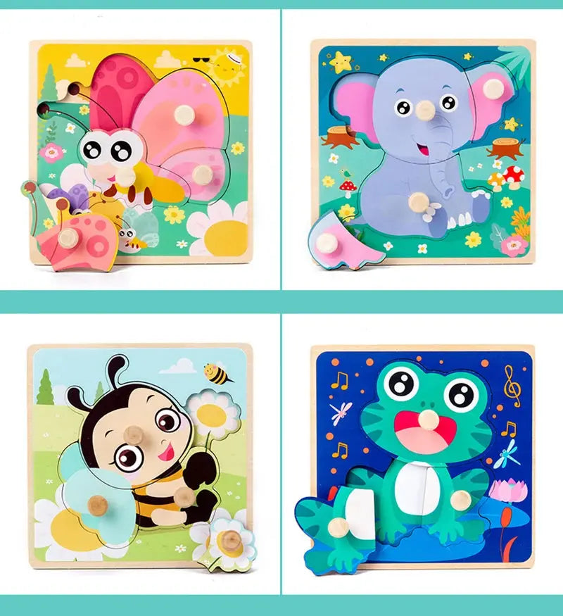 Kids Montessori 3D Wooden Puzzle Hands Grab Child Puzzle Educational Learning Toys Baby Games Puzzles For Kids 1 2 3 Years Old Pinochio