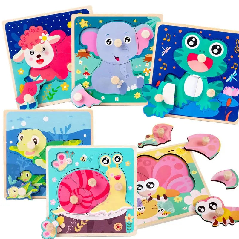 Kids Montessori 3D Wooden Puzzle Hands Grab Child Puzzle Educational Learning Toys Baby Games Puzzles For Kids 1 2 3 Years Old Pinochio