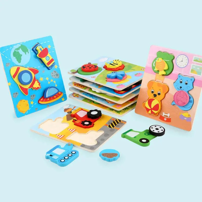 Kids Montessori 3D Wooden Puzzle Hands Grab Child Puzzle Educational Learning Toys Baby Games Puzzles For Kids 1 2 3 Years Old Pinochio