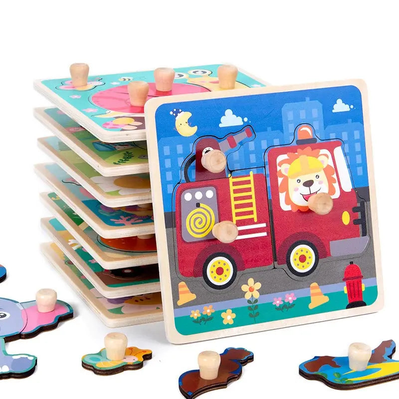 Kids Montessori 3D Wooden Puzzle Hands Grab Child Puzzle Educational Learning Toys Baby Games Puzzles For Kids 1 2 3 Years Old Pinochio