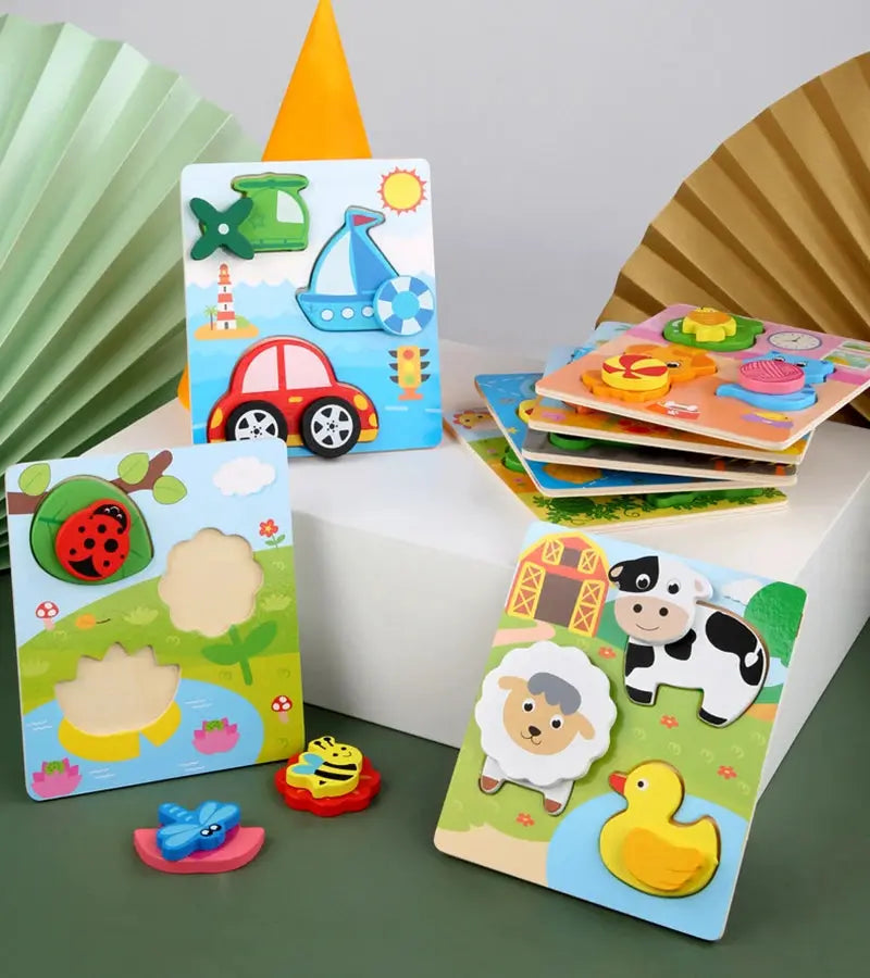 Kids Montessori 3D Wooden Puzzle Hands Grab Child Puzzle Educational Learning Toys Baby Games Puzzles For Kids 1 2 3 Years Old Pinochio