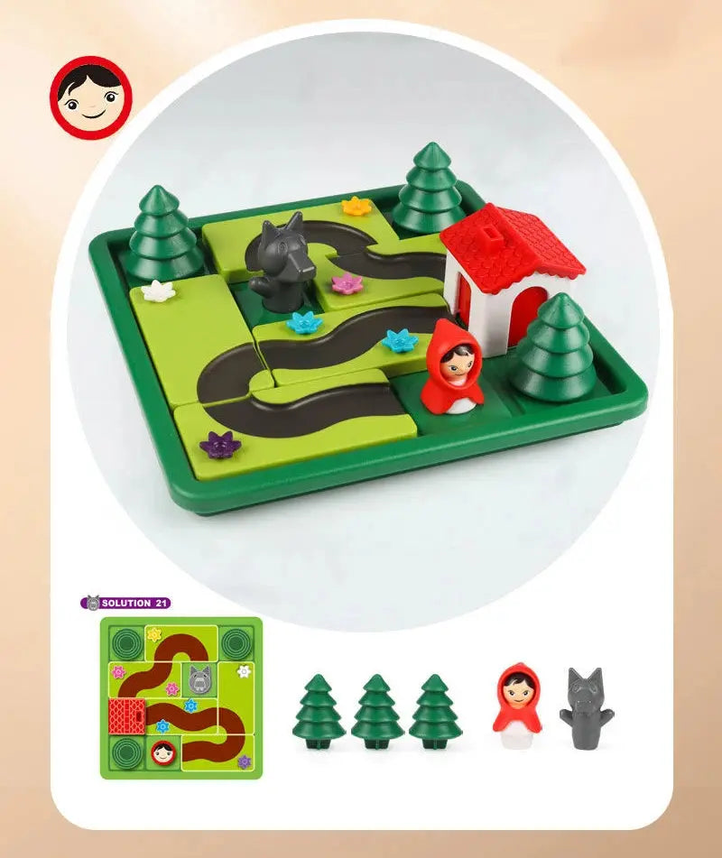 Logic Board Game for Kids Marble Run Blocks Puzzle Car Track Toy Race Car Rail Blocks Track Rail Building and Construction Game Pinochio