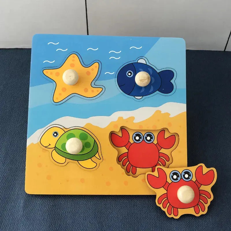 Kids Montessori 3D Wooden Puzzle Hands Grab Child Puzzle Educational Learning Toys Baby Games Puzzles For Kids 1 2 3 Years Old Pinochio