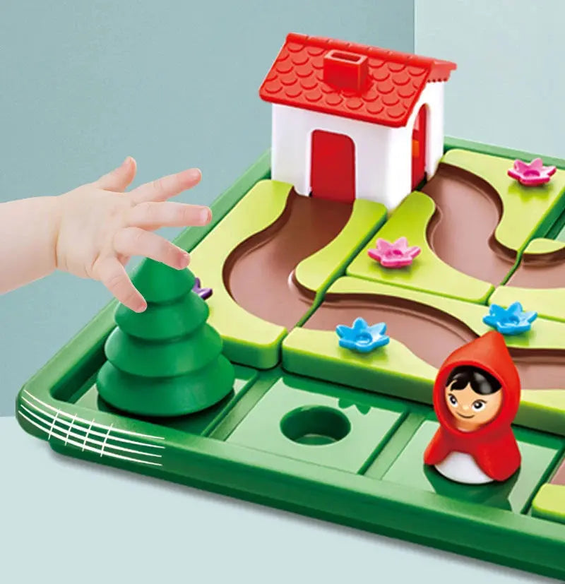 Logic Board Game for Kids Marble Run Blocks Puzzle Car Track Toy Race Car Rail Blocks Track Rail Building and Construction Game Pinochio