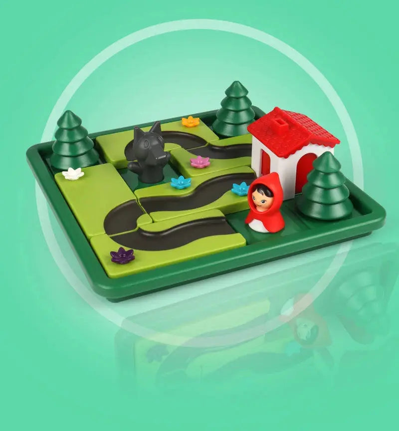 Logic Board Game for Kids Marble Run Blocks Puzzle Car Track Toy Race Car Rail Blocks Track Rail Building and Construction Game Pinochio