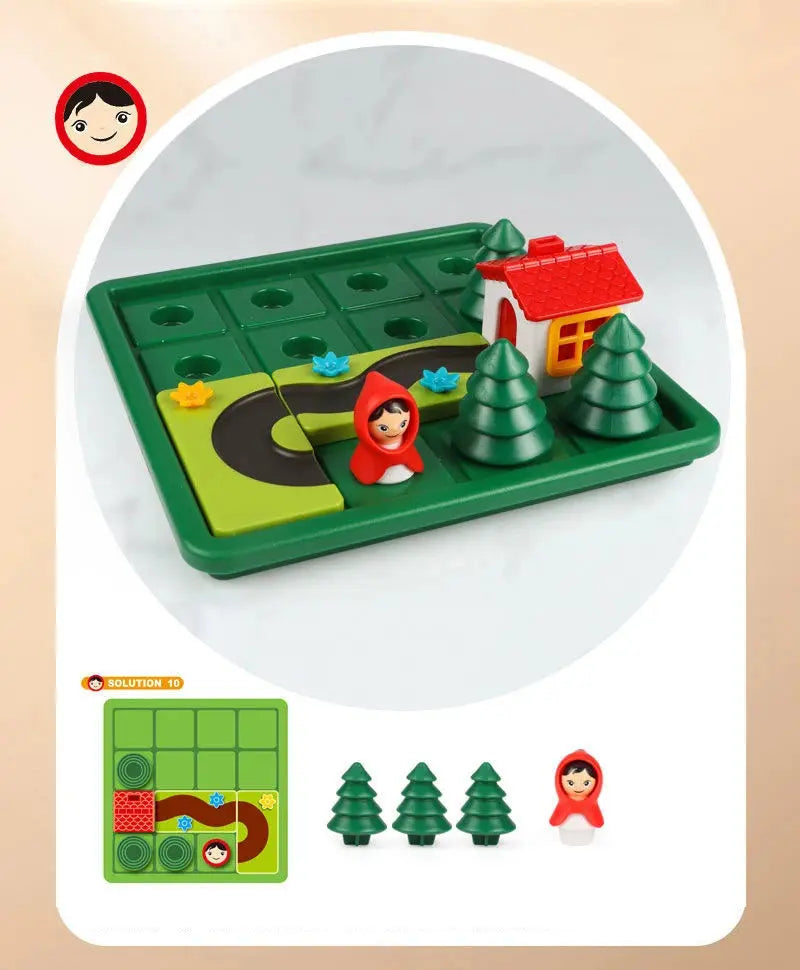 Logic Board Game for Kids Marble Run Blocks Puzzle Car Track Toy Race Car Rail Blocks Track Rail Building and Construction Game Pinochio