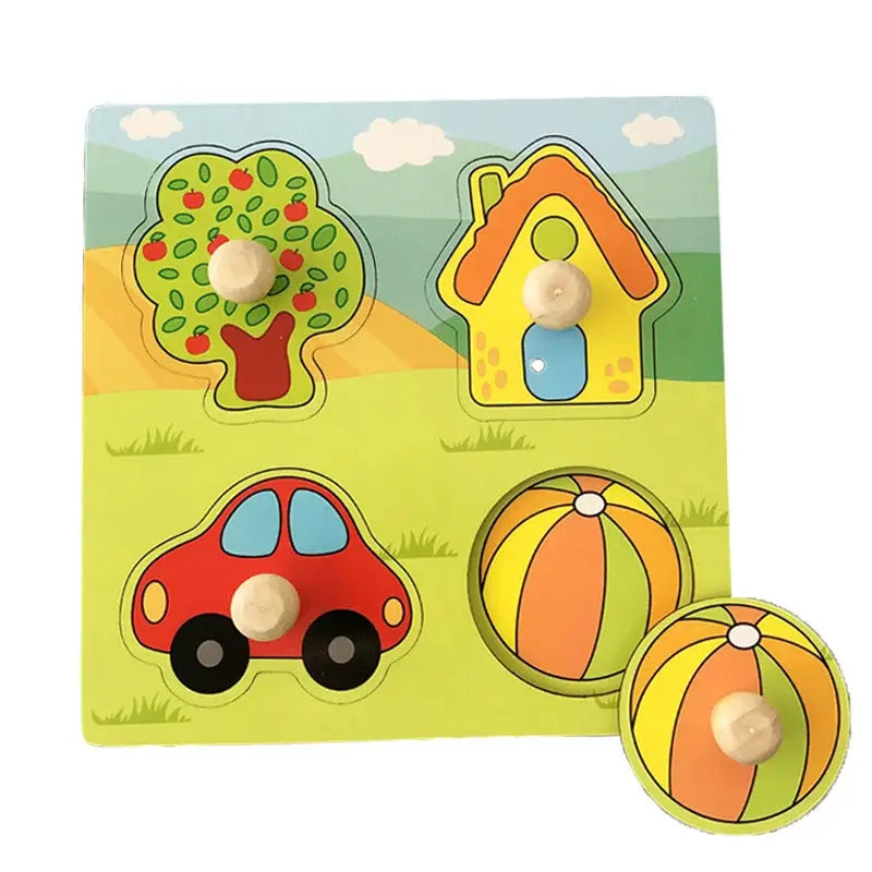 Kids Montessori 3D Wooden Puzzle Hands Grab Child Puzzle Educational Learning Toys Baby Games Puzzles For Kids 1 2 3 Years Old Pinochio