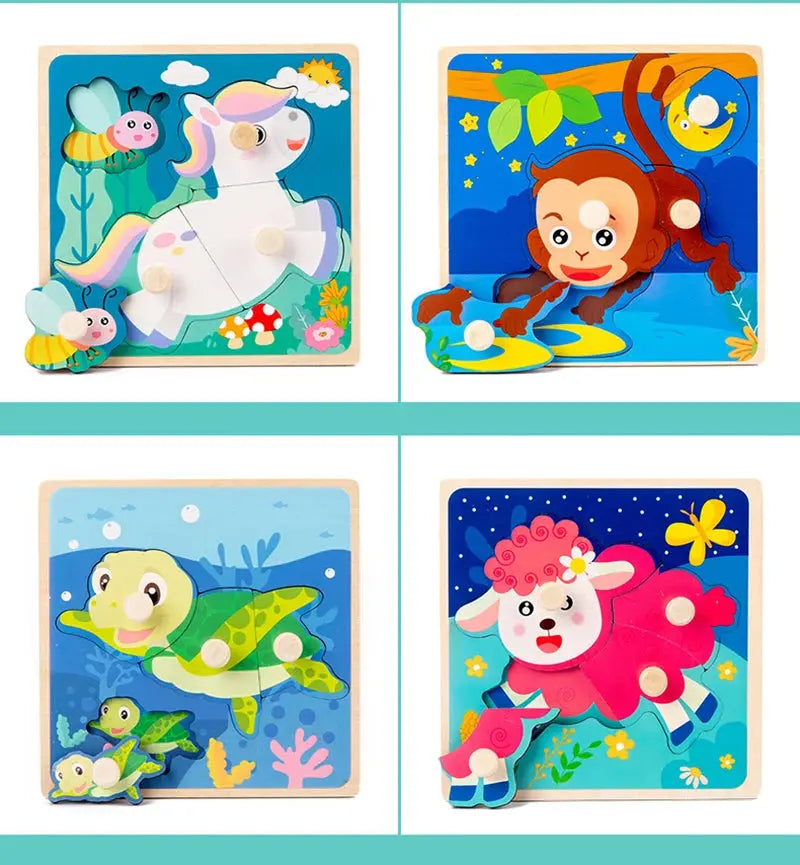 Kids Montessori 3D Wooden Puzzle Hands Grab Child Puzzle Educational Learning Toys Baby Games Puzzles For Kids 1 2 3 Years Old Pinochio