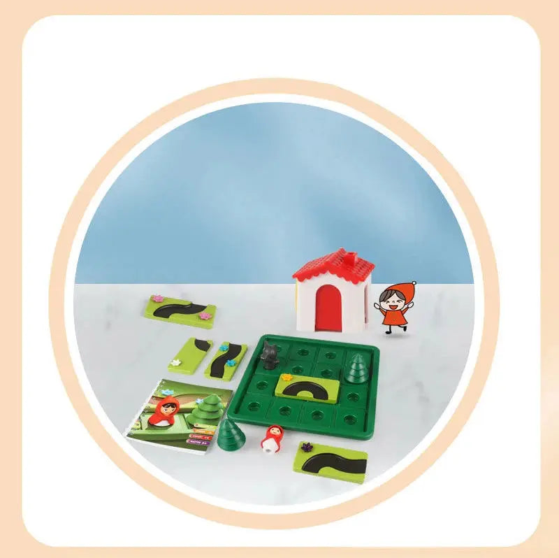 Logic Board Game for Kids Marble Run Blocks Puzzle Car Track Toy Race Car Rail Blocks Track Rail Building and Construction Game Pinochio