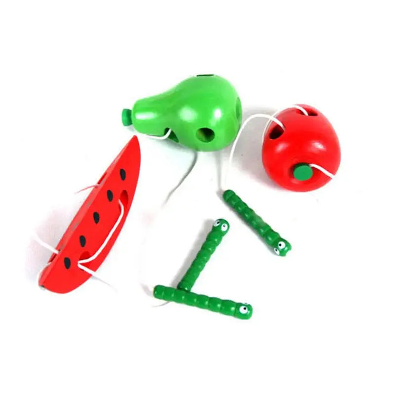 Montessori Kids Educational Toys Fun Wooden toy Worm Eat Fruit Apple pear Early Learning Teaching Aid Baby Toy For Kids Gift Pinochio