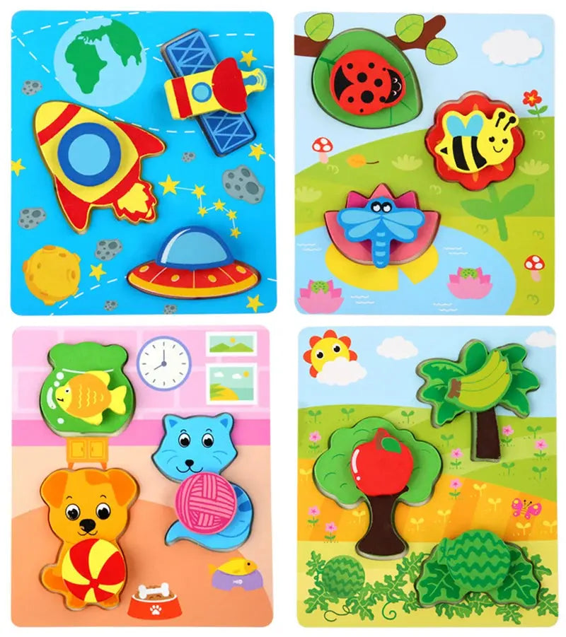 Kids Montessori 3D Wooden Puzzle Hands Grab Child Puzzle Educational Learning Toys Baby Games Puzzles For Kids 1 2 3 Years Old Pinochio