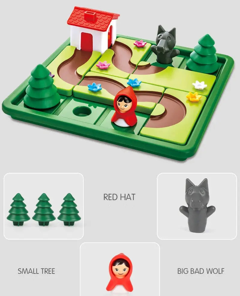 Logic Board Game for Kids Marble Run Blocks Puzzle Car Track Toy Race Car Rail Blocks Track Rail Building and Construction Game Pinochio