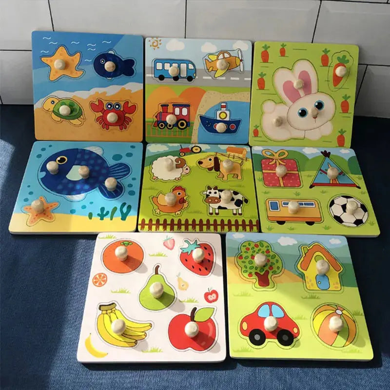 Kids Montessori 3D Wooden Puzzle Hands Grab Child Puzzle Educational Learning Toys Baby Games Puzzles For Kids 1 2 3 Years Old Pinochio