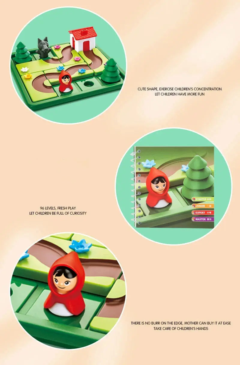 Logic Board Game for Kids Marble Run Blocks Puzzle Car Track Toy Race Car Rail Blocks Track Rail Building and Construction Game Pinochio