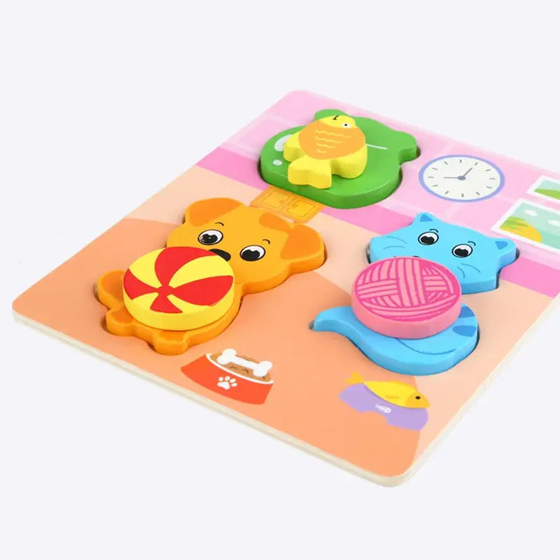 Kids Montessori 3D Wooden Puzzle Hands Grab Child Puzzle Educational Learning Toys Baby Games Puzzles For Kids 1 2 3 Years Old Pinochio