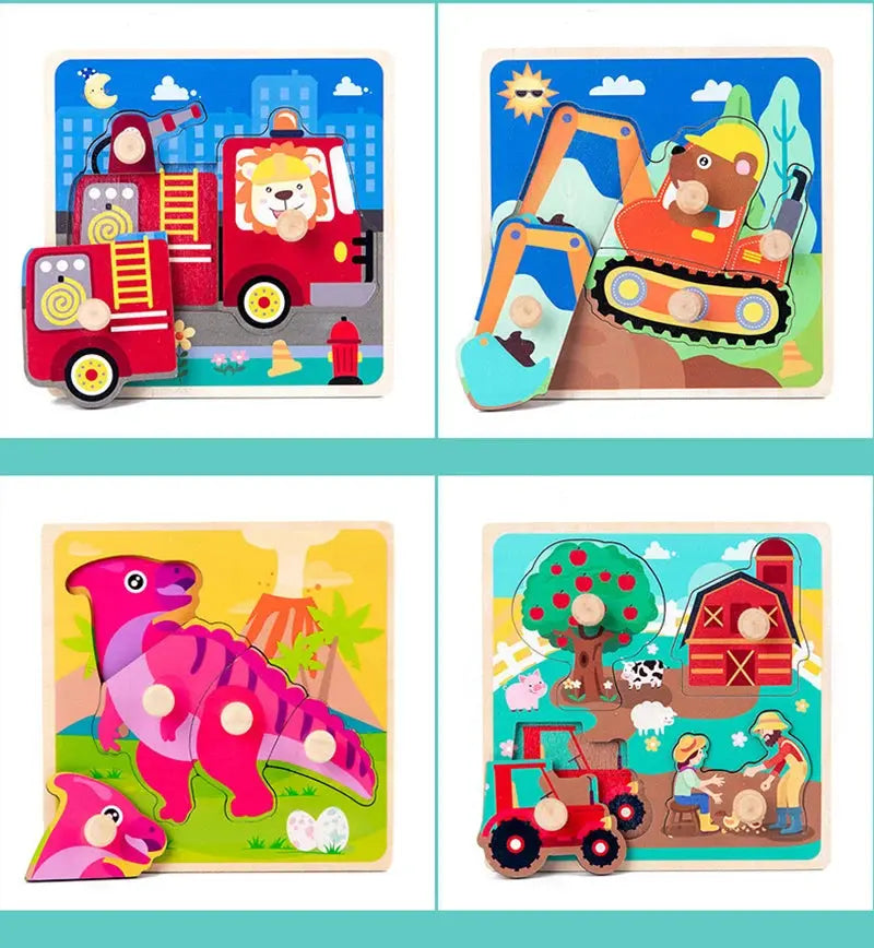 Kids Montessori 3D Wooden Puzzle Hands Grab Child Puzzle Educational Learning Toys Baby Games Puzzles For Kids 1 2 3 Years Old Pinochio