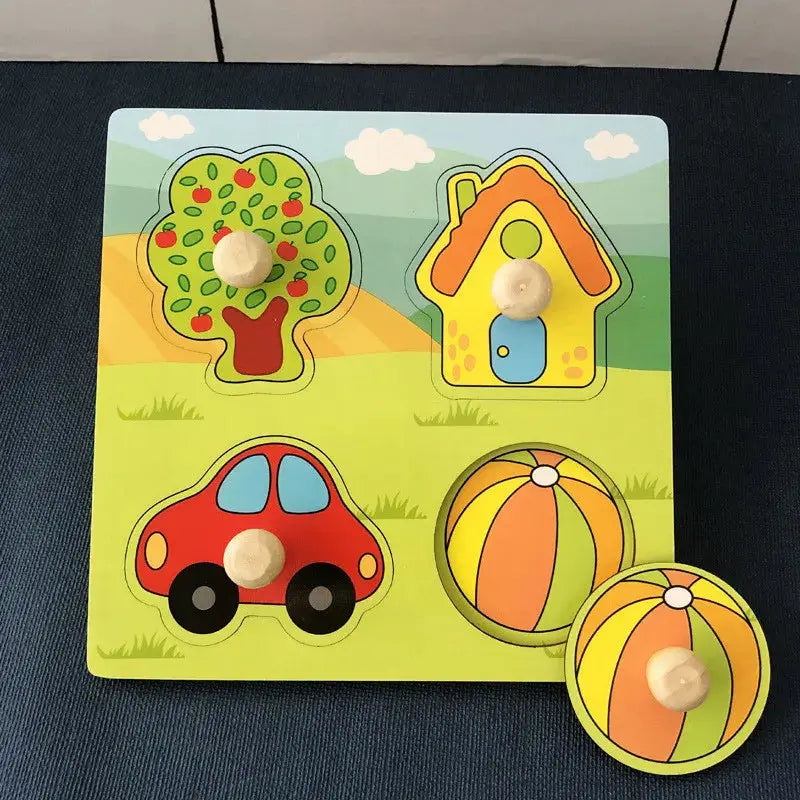 Kids Montessori 3D Wooden Puzzle Hands Grab Child Puzzle Educational Learning Toys Baby Games Puzzles For Kids 1 2 3 Years Old Pinochio