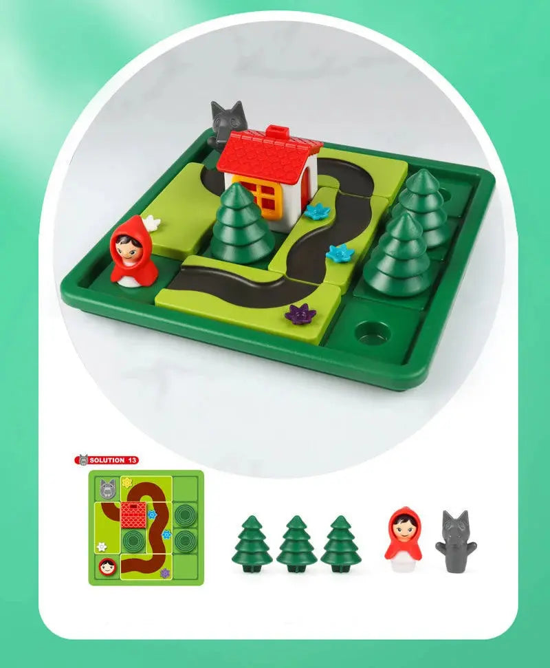 Logic Board Game for Kids Marble Run Blocks Puzzle Car Track Toy Race Car Rail Blocks Track Rail Building and Construction Game Pinochio