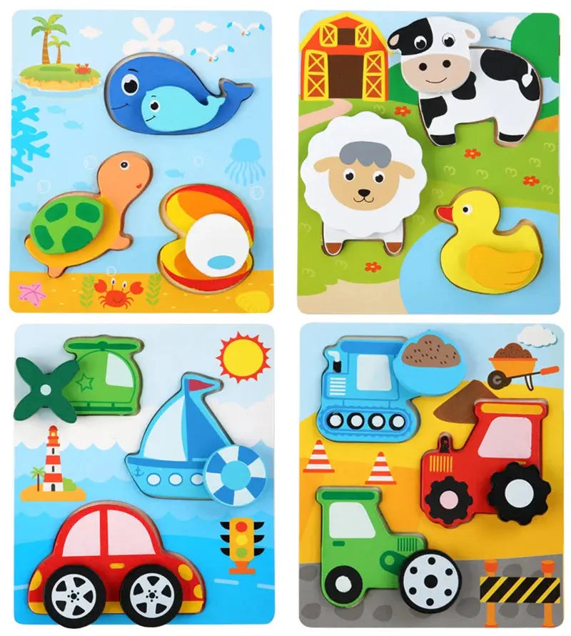 Kids Montessori 3D Wooden Puzzle Hands Grab Child Puzzle Educational Learning Toys Baby Games Puzzles For Kids 1 2 3 Years Old Pinochio