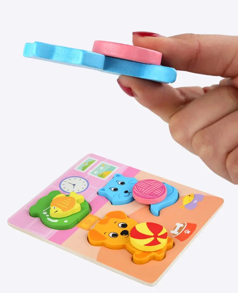 Kids Montessori 3D Wooden Puzzle Hands Grab Child Puzzle Educational Learning Toys Baby Games Puzzles For Kids 1 2 3 Years Old Pinochio