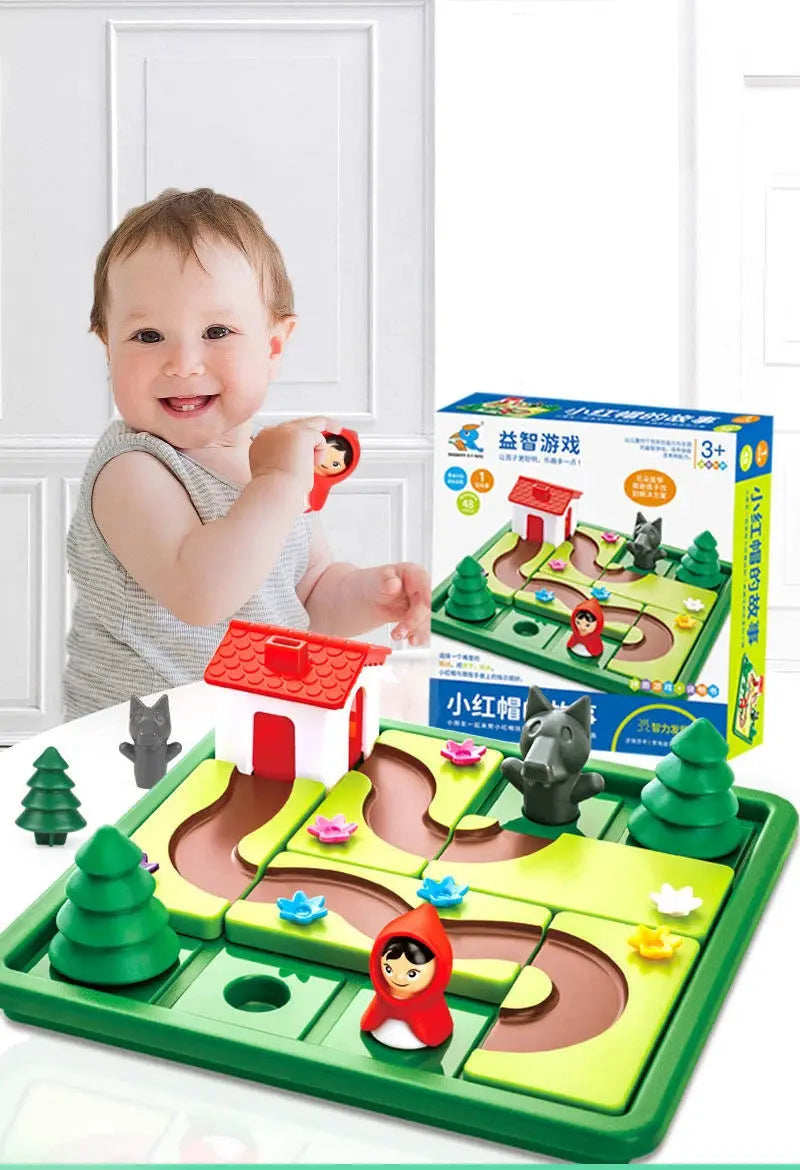 Logic Board Game for Kids Marble Run Blocks Puzzle Car Track Toy Race Car Rail Blocks Track Rail Building and Construction Game Pinochio
