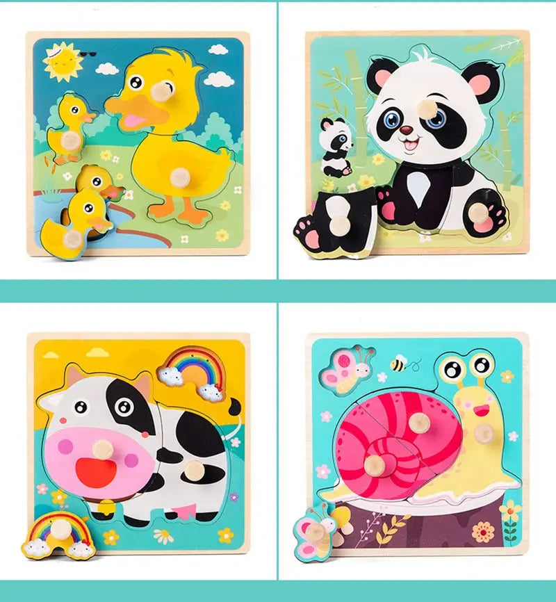 Kids Montessori 3D Wooden Puzzle Hands Grab Child Puzzle Educational Learning Toys Baby Games Puzzles For Kids 1 2 3 Years Old Pinochio
