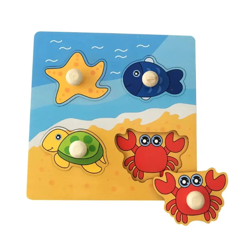 Kids Montessori 3D Wooden Puzzle Hands Grab Child Puzzle Educational Learning Toys Baby Games Puzzles For Kids 1 2 3 Years Old Pinochio