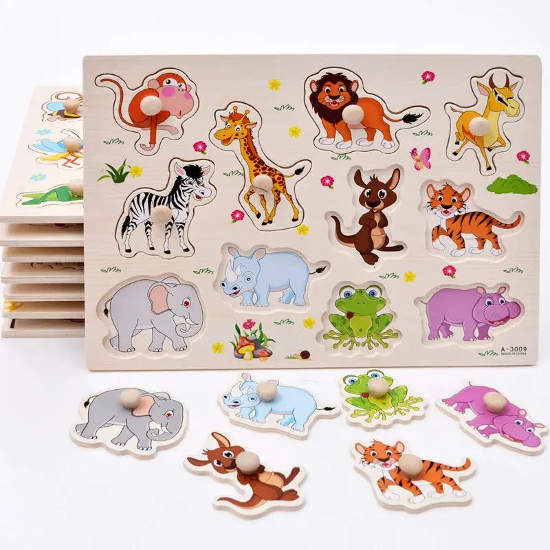 Montessori Child Puzzle Educational Baby Toys Kids Wooden Puzzle Board Jigsaw Puzzle Games Toys For Children 1 2 3 Years Pinochio