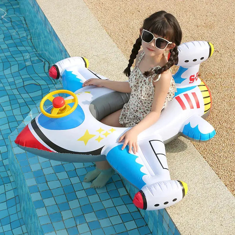 Inflatable Baby Swim Ring Seat Floating Sun Shade Toddler Swim Circle Outdoor Swimming Pool Bathtub Beach Party Summer Water Toy Pinochio