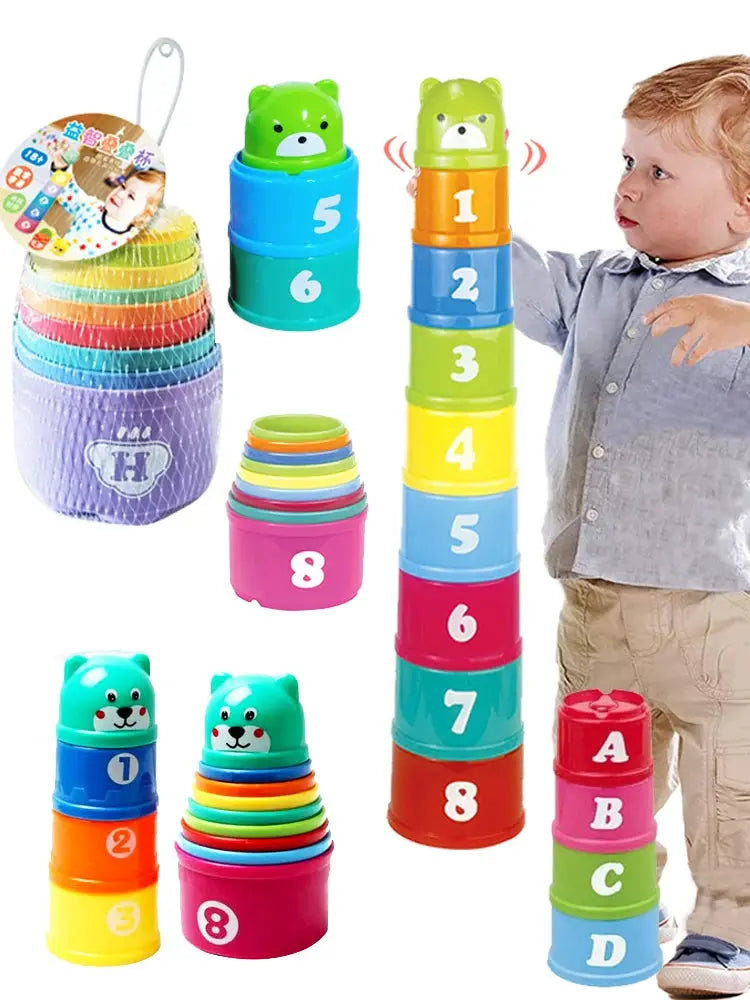Kid Brain Response Battle Fold Cup Hand Speed Competition Fold Cup Baby Stack Game Early Education Puzzle Train Board Games Toy Pinochio