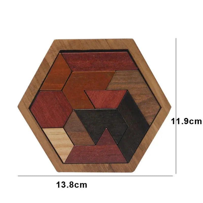 Hexagonal Alien Chess Tangram Puzzle Brainstorming 11-piece Block Puzzle Jigsaw Classical Puzzle Children's Toys Pinochio