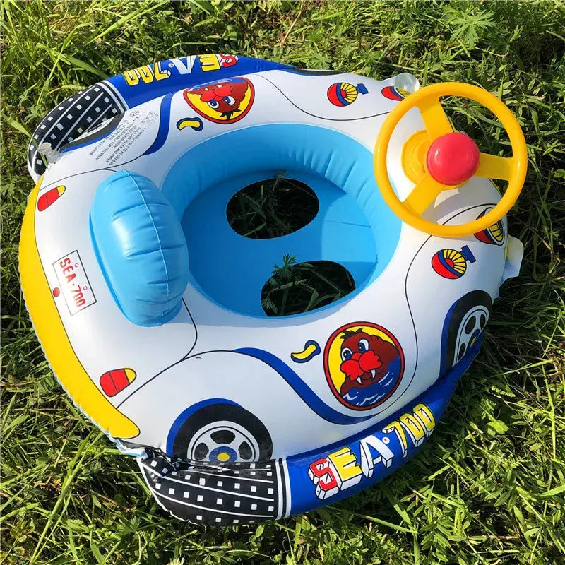 Inflatable Baby Swim Ring Seat Floating Sun Shade Toddler Swim Circle Outdoor Swimming Pool Bathtub Beach Party Summer Water Toy Pinochio
