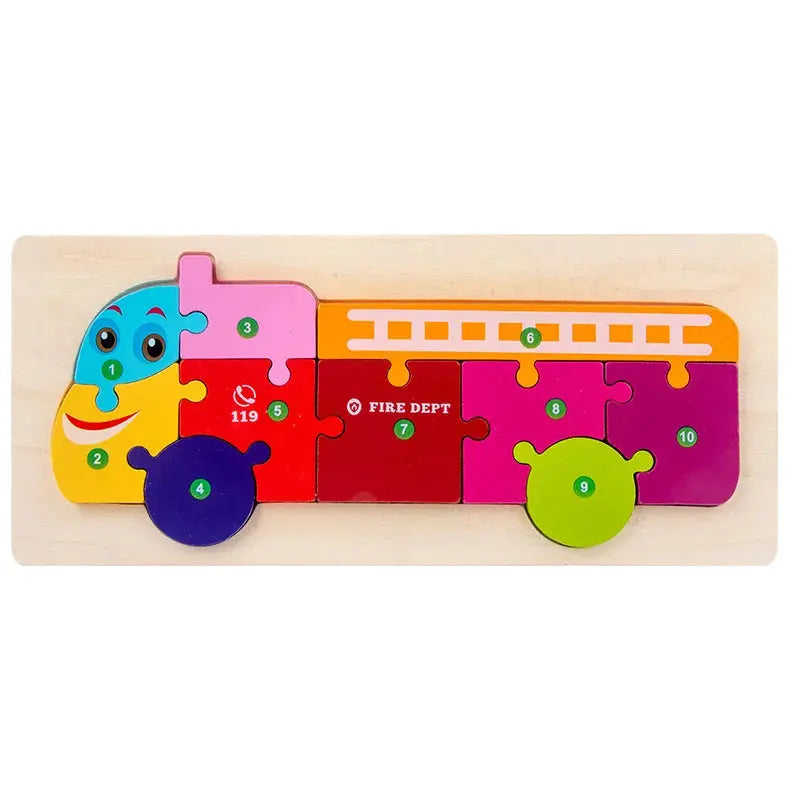 Wooden Puzzle Board 1 2 3 Year Children Puzzle Vehicles Pattern Colorful Numbered For Kids Toddlers Learning Educational Gifts Pinochio
