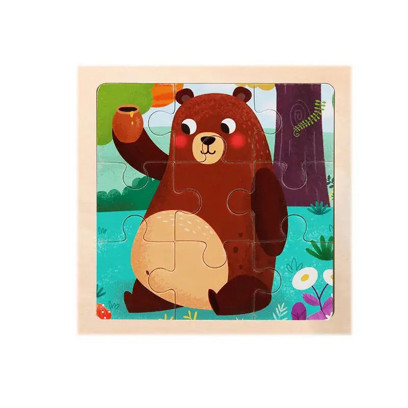 Child Animal Wooden Puzzle Montessori Cognitive Game Cartoon Traffic Tangram Educational Development Toy Baby Gift 2 3 years old Pinochio