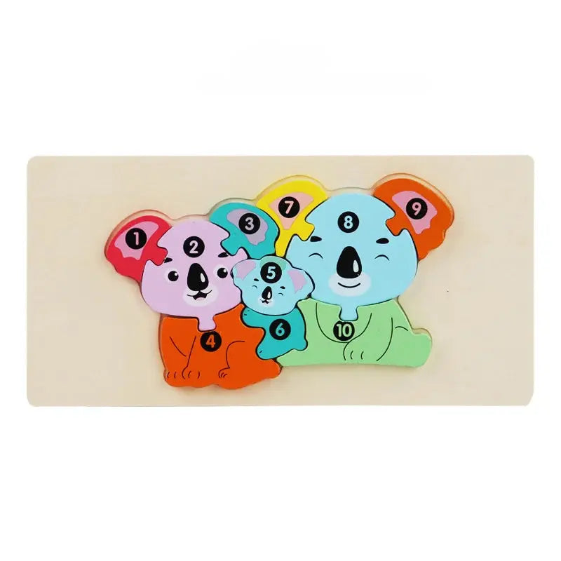 Wooden Jigsaw Puzzle Kids Cartoon Animal Fox Bear Cat Kola 3D Puzzles Games Baby Early Learning Educational Toys for Children Pinochio