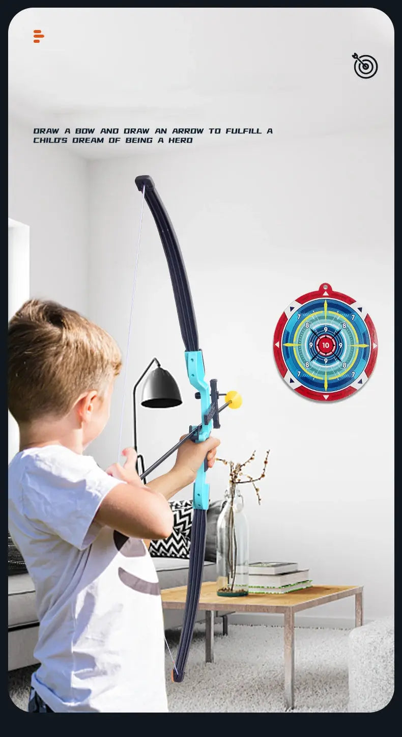 92cm Children's Bow and Arrow Toy Set Children's Archery Practice Recurve Bow Outdoor Shooting Toy with Target Birthday Gift Pinochio
