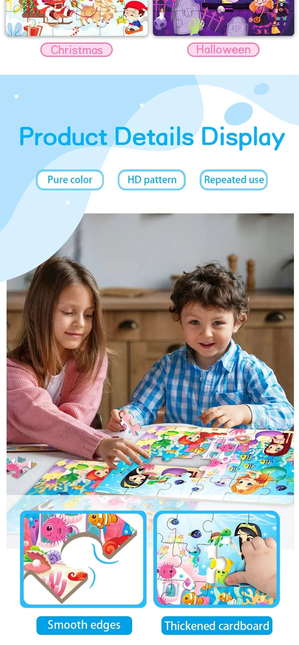 Kids Cartoon Animal Jigsaw Puzzles Montessori Educational Toys Parent-Child Theme Game Paper Educational Gift for Children Pinochio